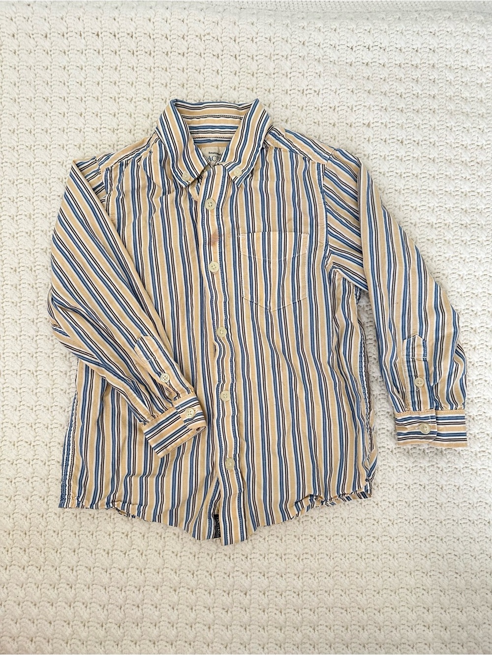 Children’s Place 4T Toddler Kid’s Striped Button Shirt Pastel Soft Lightweight